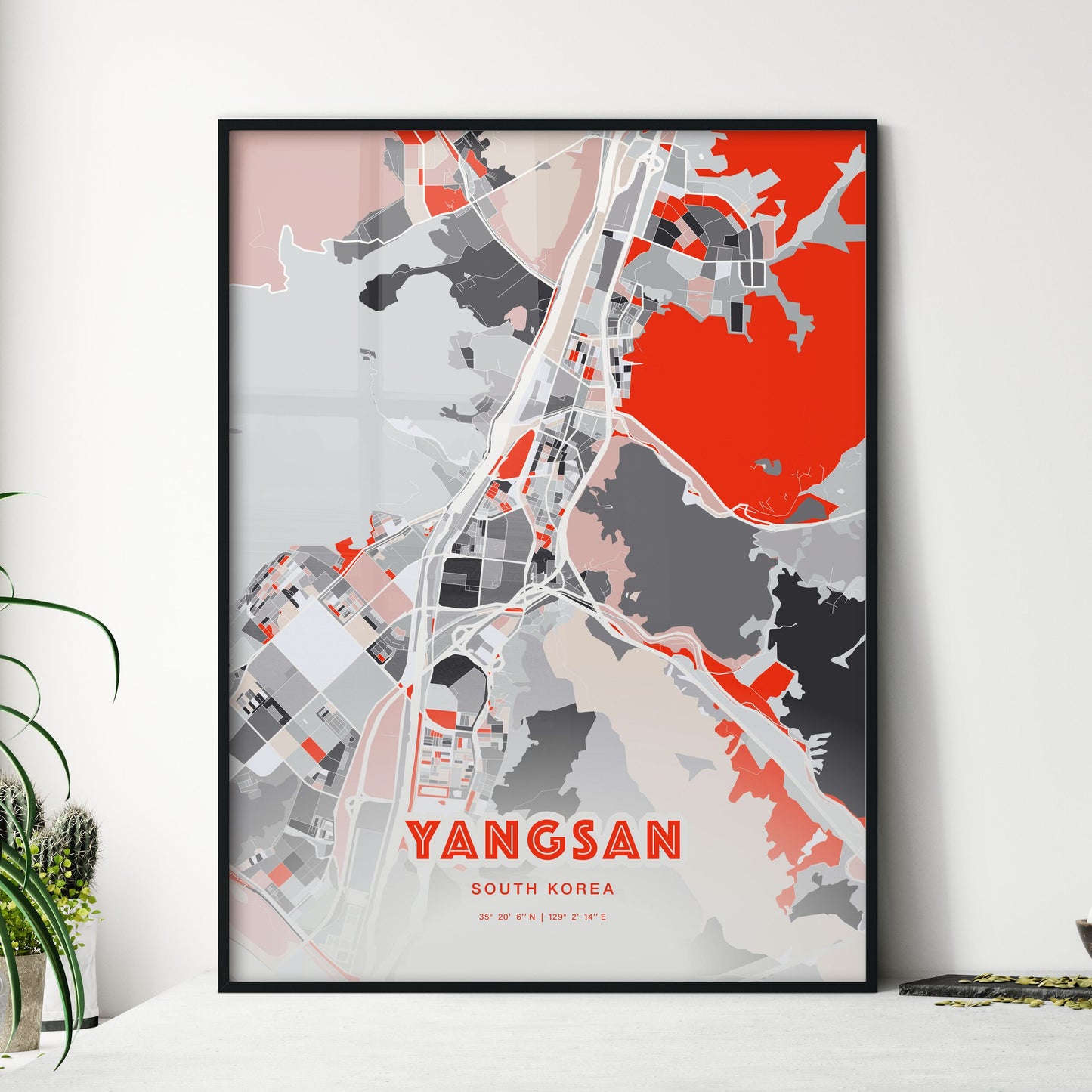 Colorful YANGSAN SOUTH KOREA Fine Art Map Modern