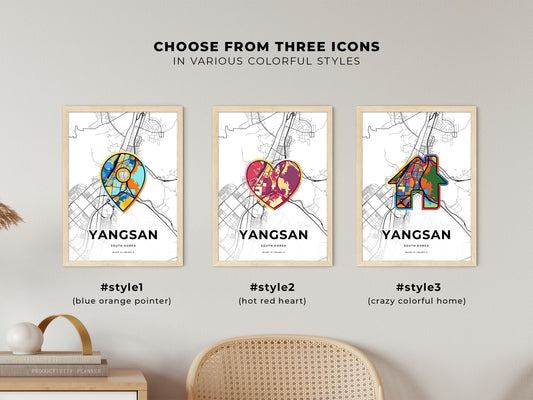 Yangsan South Korea maps with colorful icons
