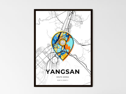 YANGSAN SOUTH KOREA minimal art map with a colorful icon. Style 1