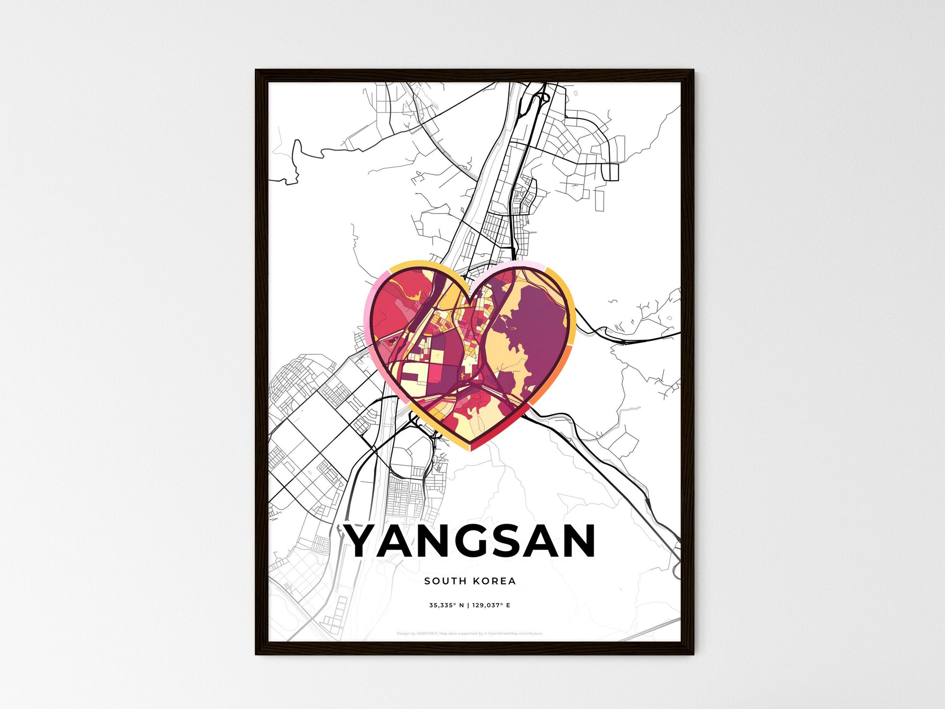 YANGSAN SOUTH KOREA minimal art map with a colorful icon. Style 2