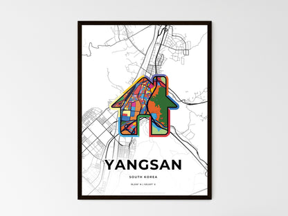 YANGSAN SOUTH KOREA minimal art map with a colorful icon. Style 3