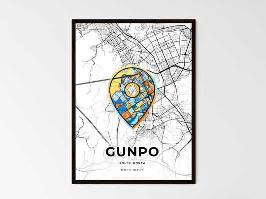 Gunpo South Korea wedding art map with pointer icon