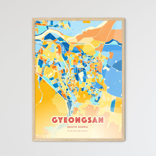 Colorful GYEONGSAN SOUTH KOREA Fine Art Map Blue Orange