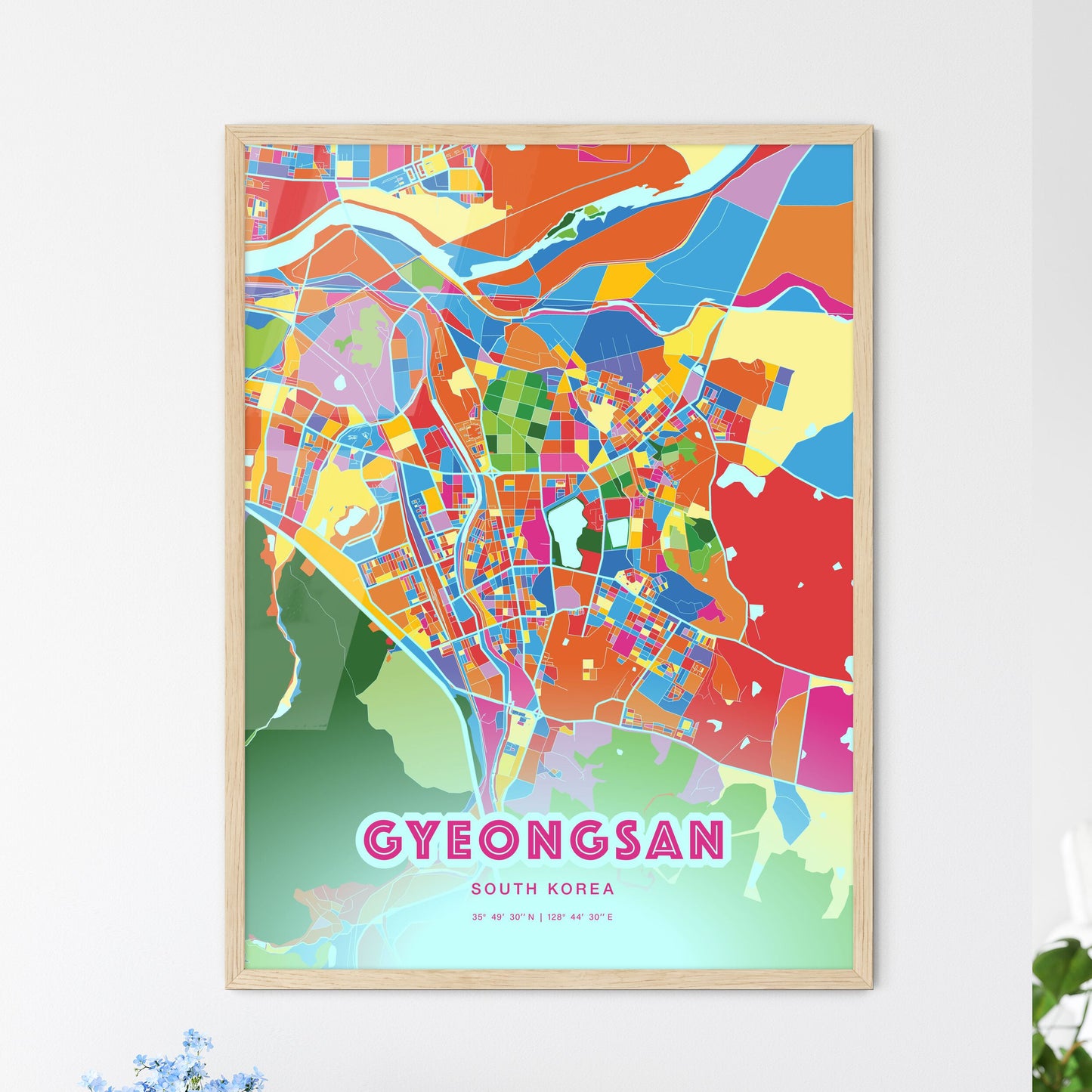 Colorful GYEONGSAN SOUTH KOREA Fine Art Map Crazy Colors