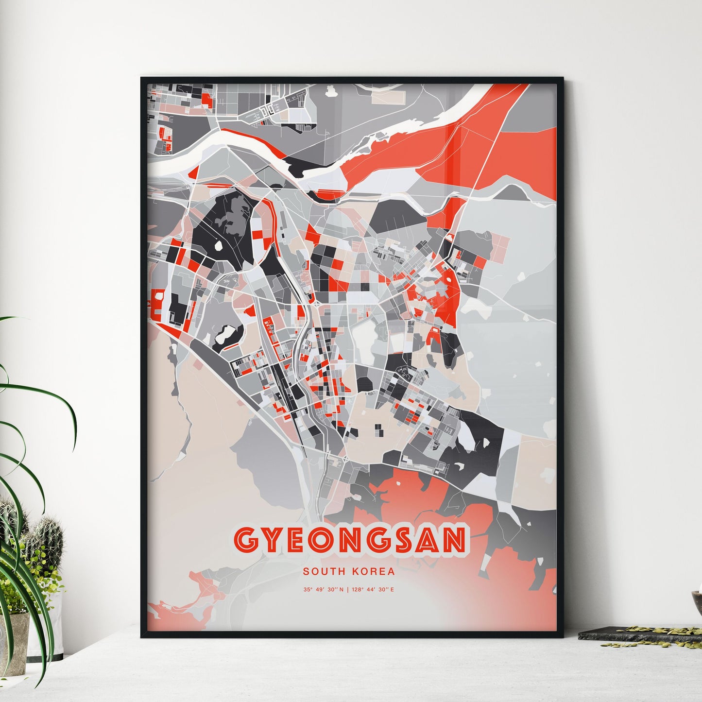 Colorful GYEONGSAN SOUTH KOREA Fine Art Map Modern