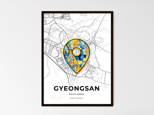Gyeongsan South Korea wedding art map with pointer icon