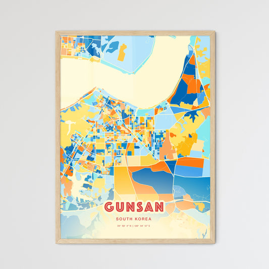 Colorful GUNSAN SOUTH KOREA Fine Art Map Blue Orange