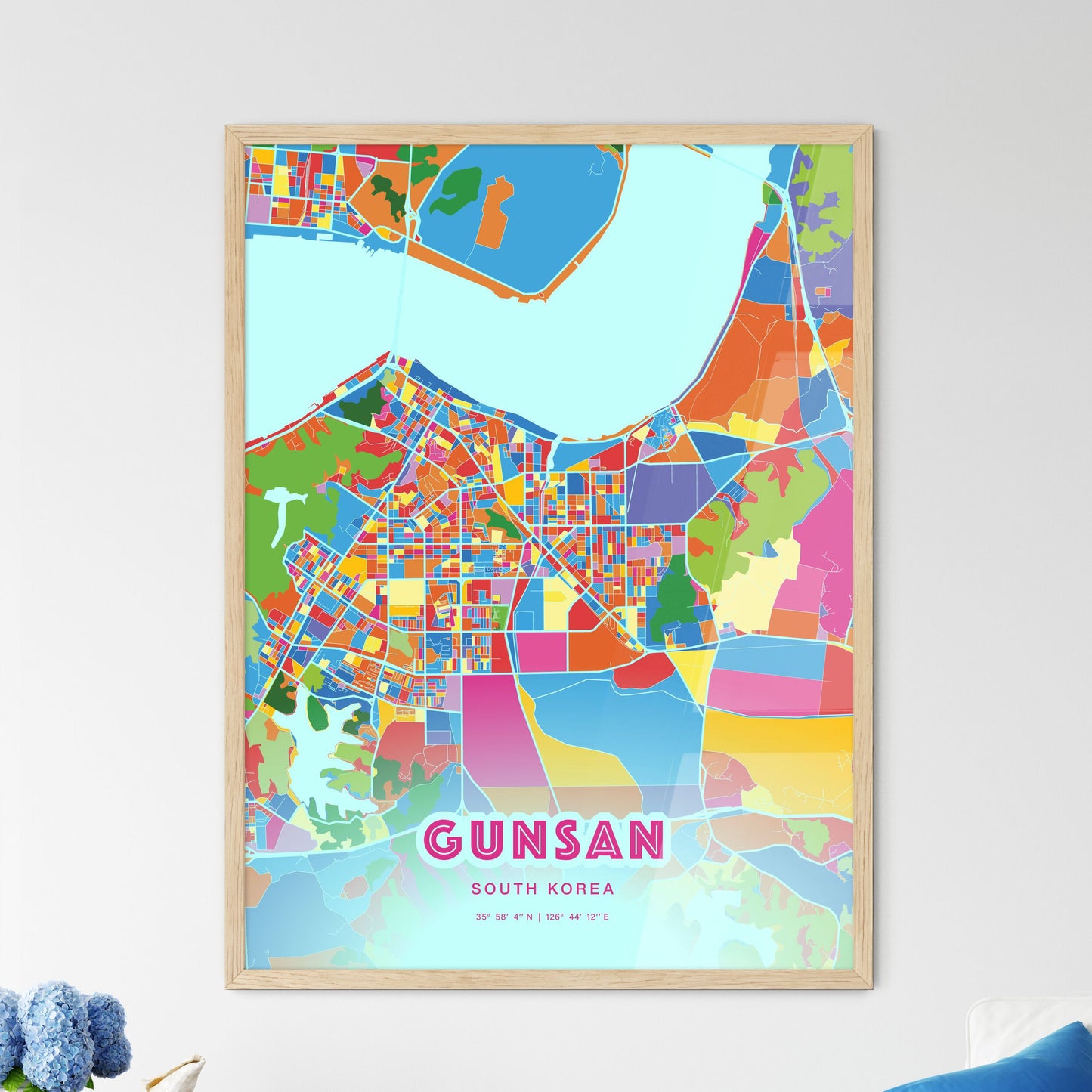 Colorful GUNSAN SOUTH KOREA Fine Art Map Crazy Colors