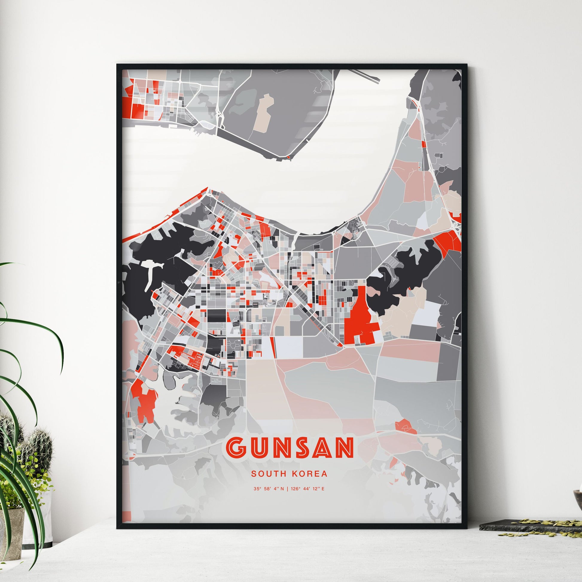 Colorful GUNSAN SOUTH KOREA Fine Art Map Modern