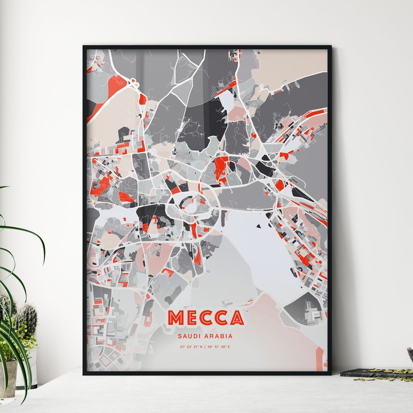 Colorful MECCA SAUDI ARABIA Fine Art Map Modern