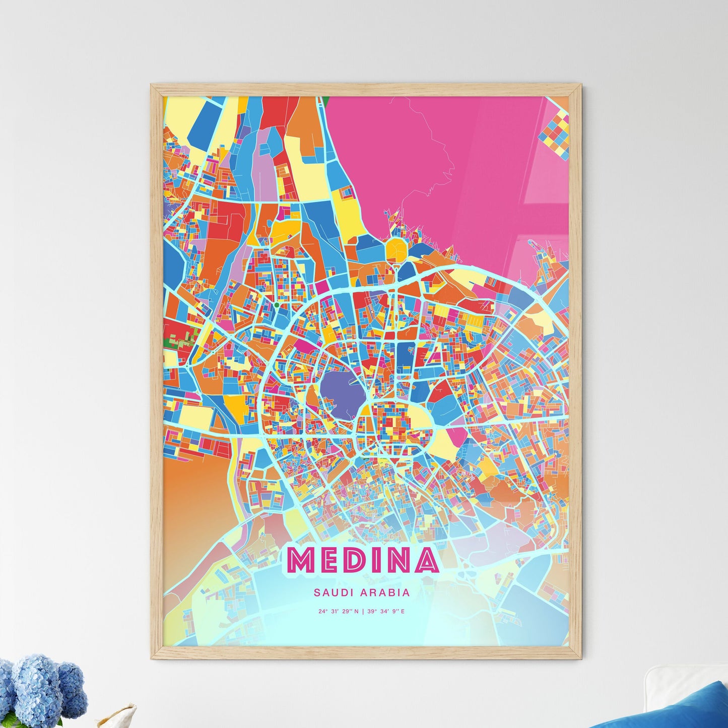 Colorful MEDINA SAUDI ARABIA Fine Art Map Crazy Colors