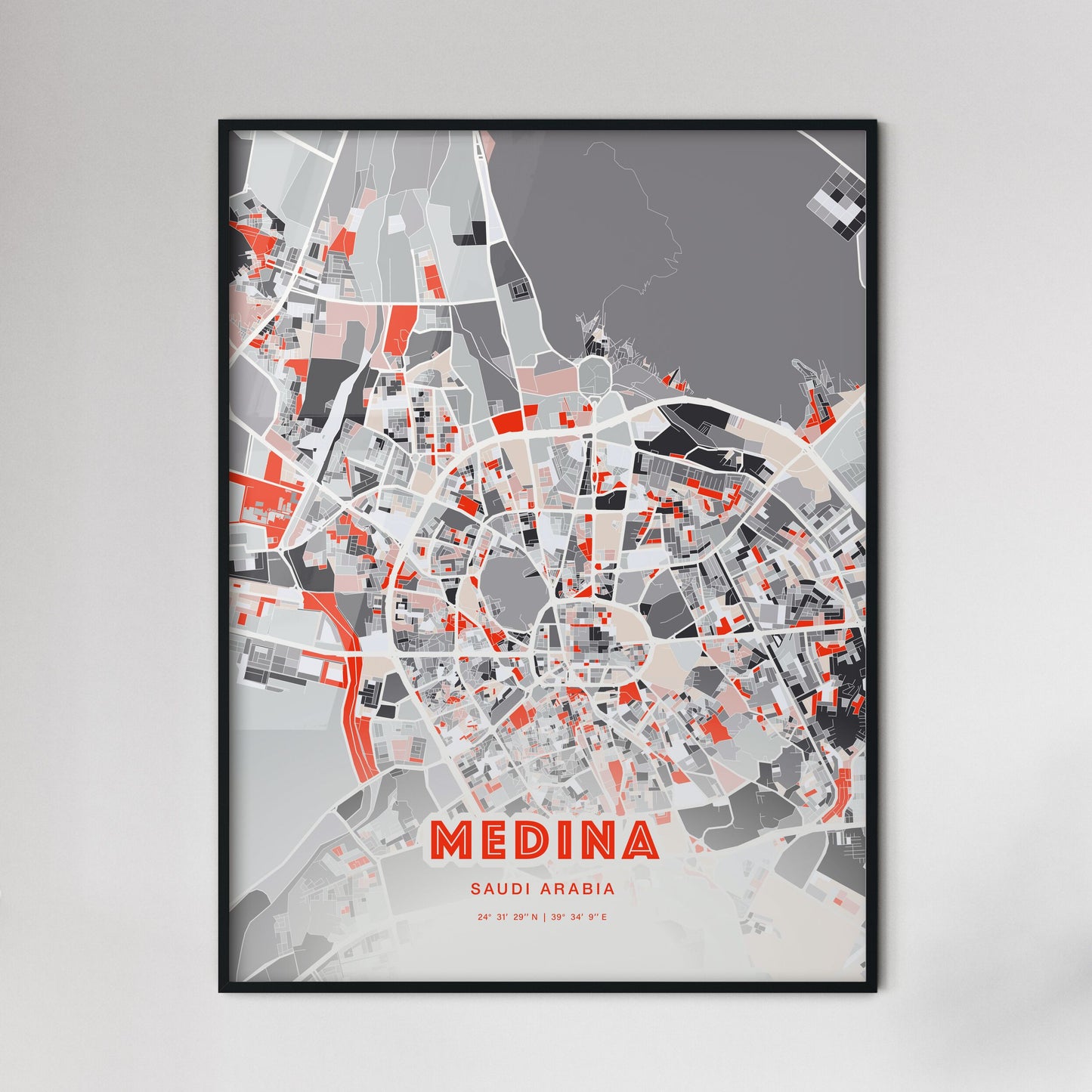 Colorful MEDINA SAUDI ARABIA Fine Art Map Modern