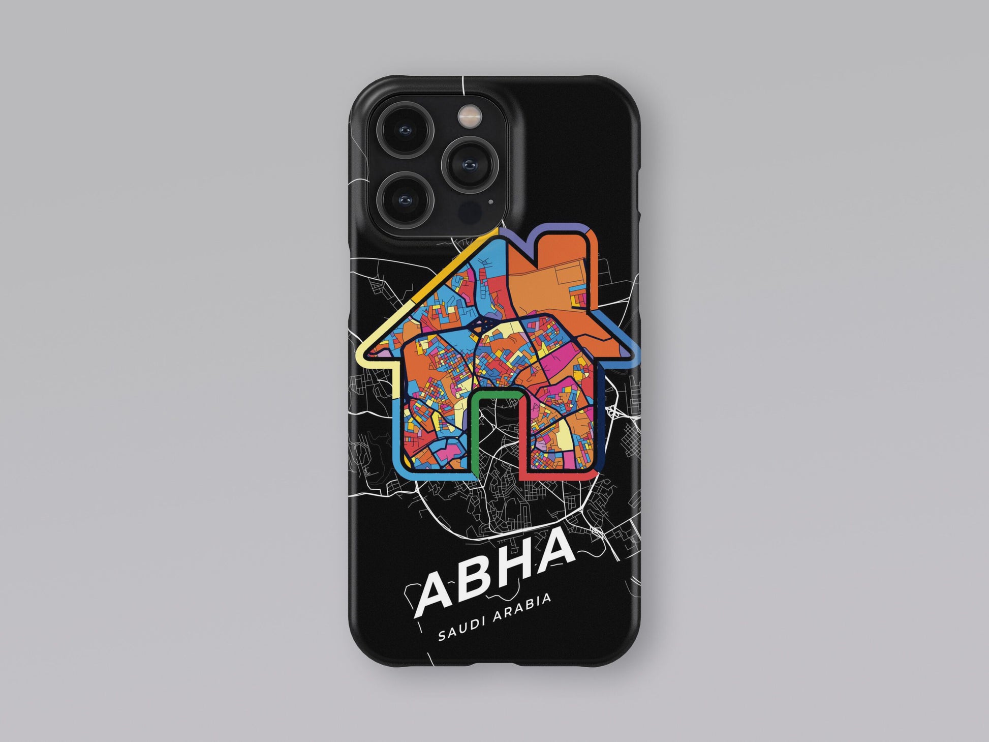 Abha Saudi Arabia slim phone case with colorful icon. Birthday, wedding or housewarming gift. Couple match cases. 3