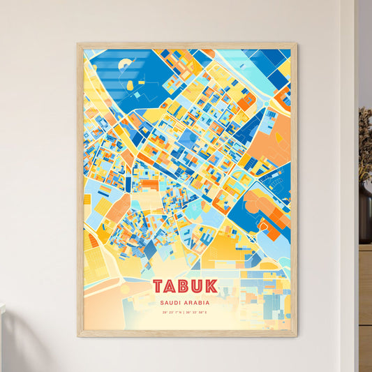 Colorful TABUK SAUDI ARABIA Fine Art Map Blue Orange