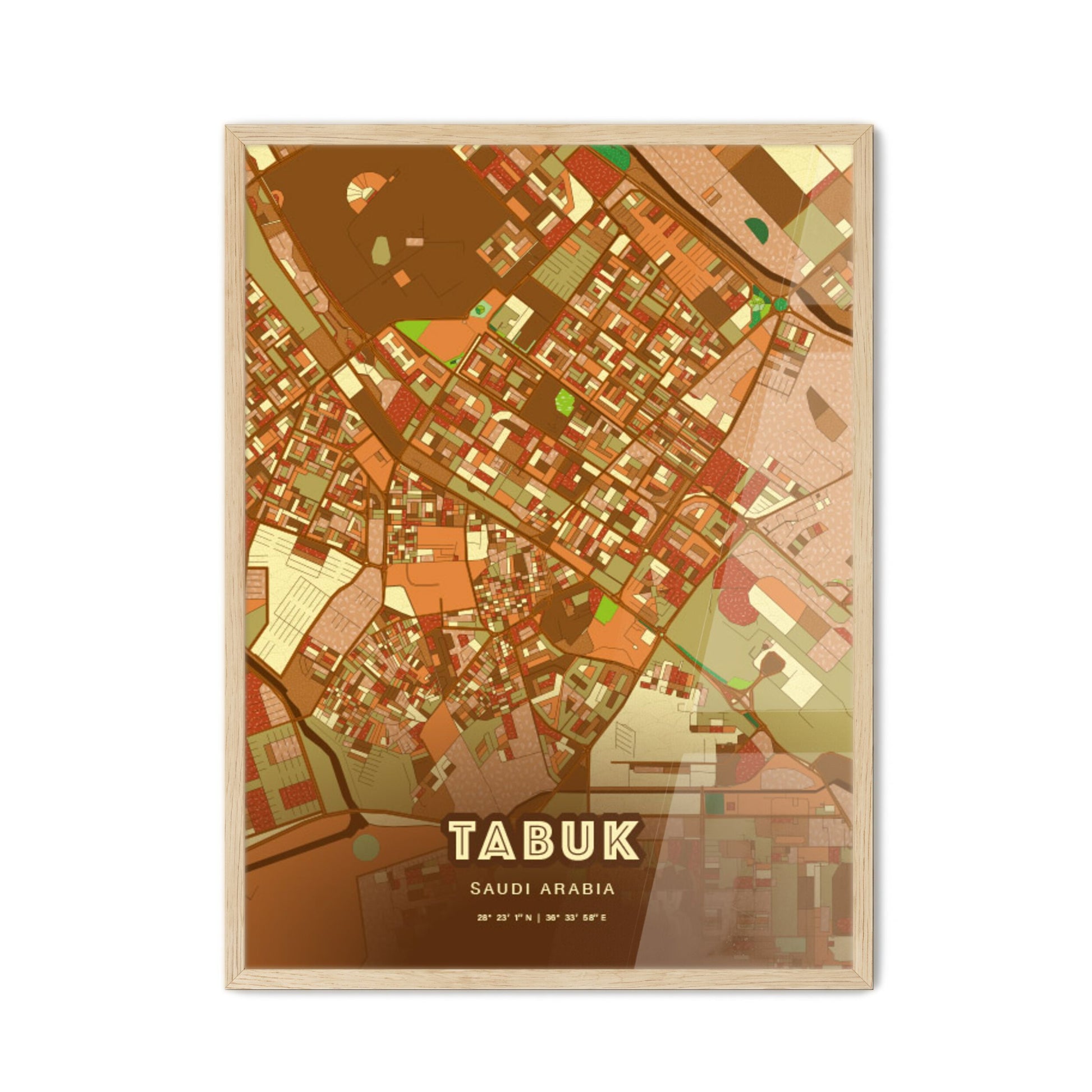 Colorful TABUK SAUDI ARABIA Fine Art Map Farmhouse