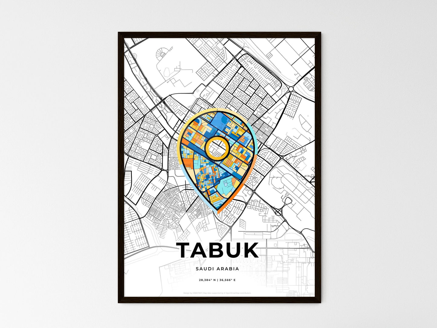 Tabuk Saudi Arabia wedding art map with pointer icon