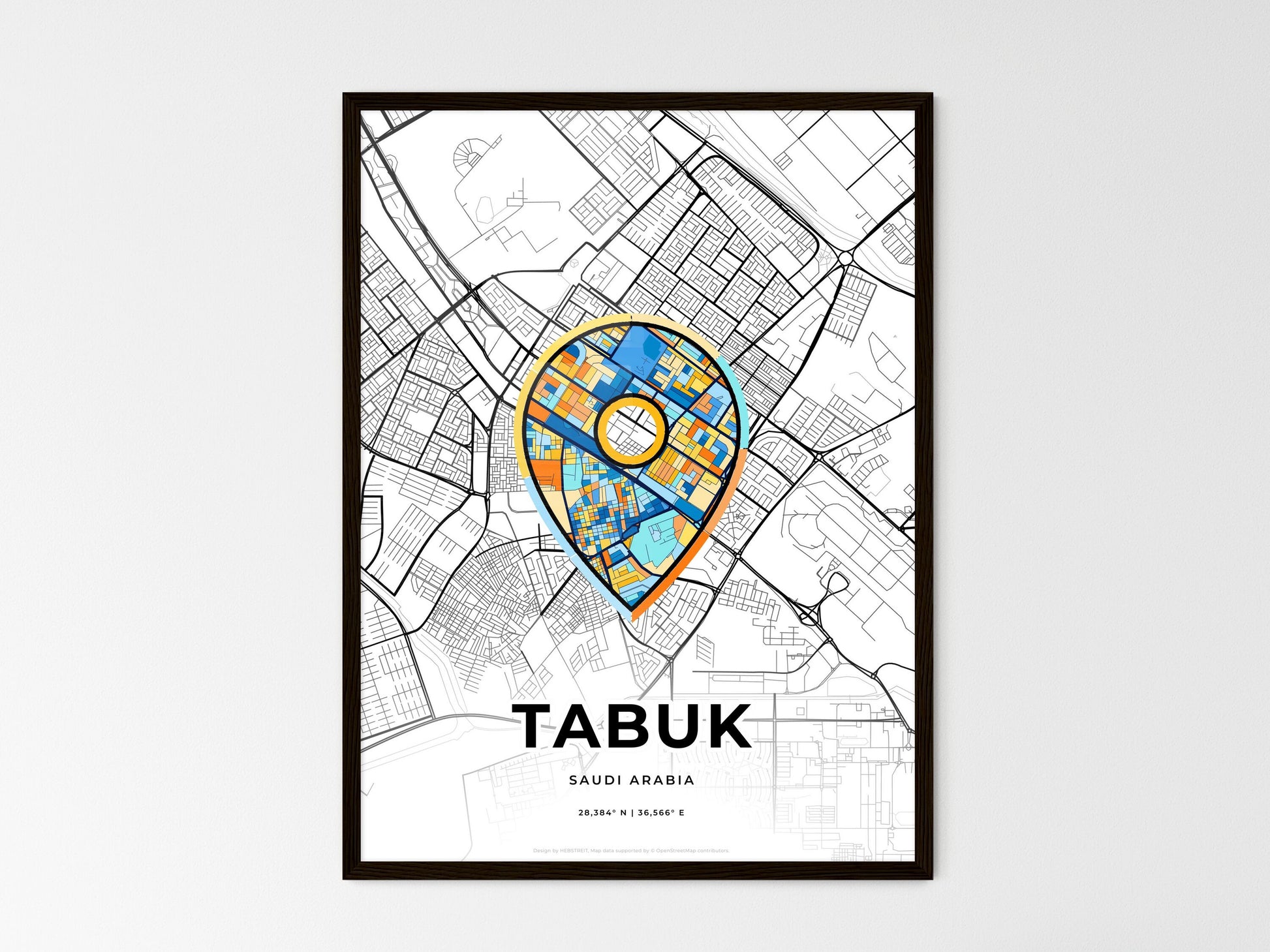 Tabuk Saudi Arabia wedding art map with pointer icon