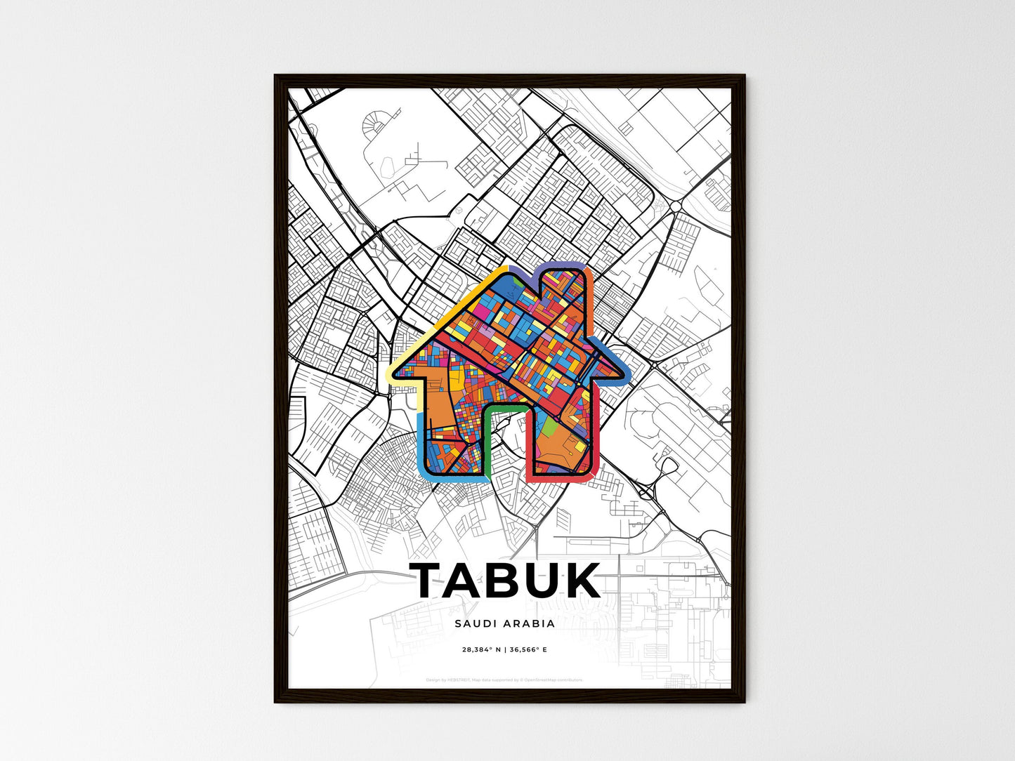 Tabuk Saudi Arabia wedding art map with home icon