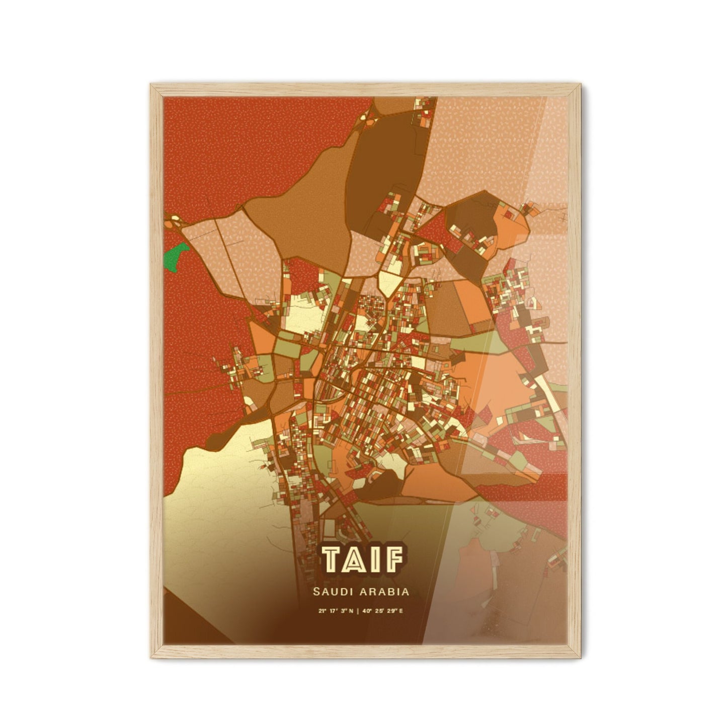 Colorful TAIF SAUDI ARABIA Fine Art Map Farmhouse