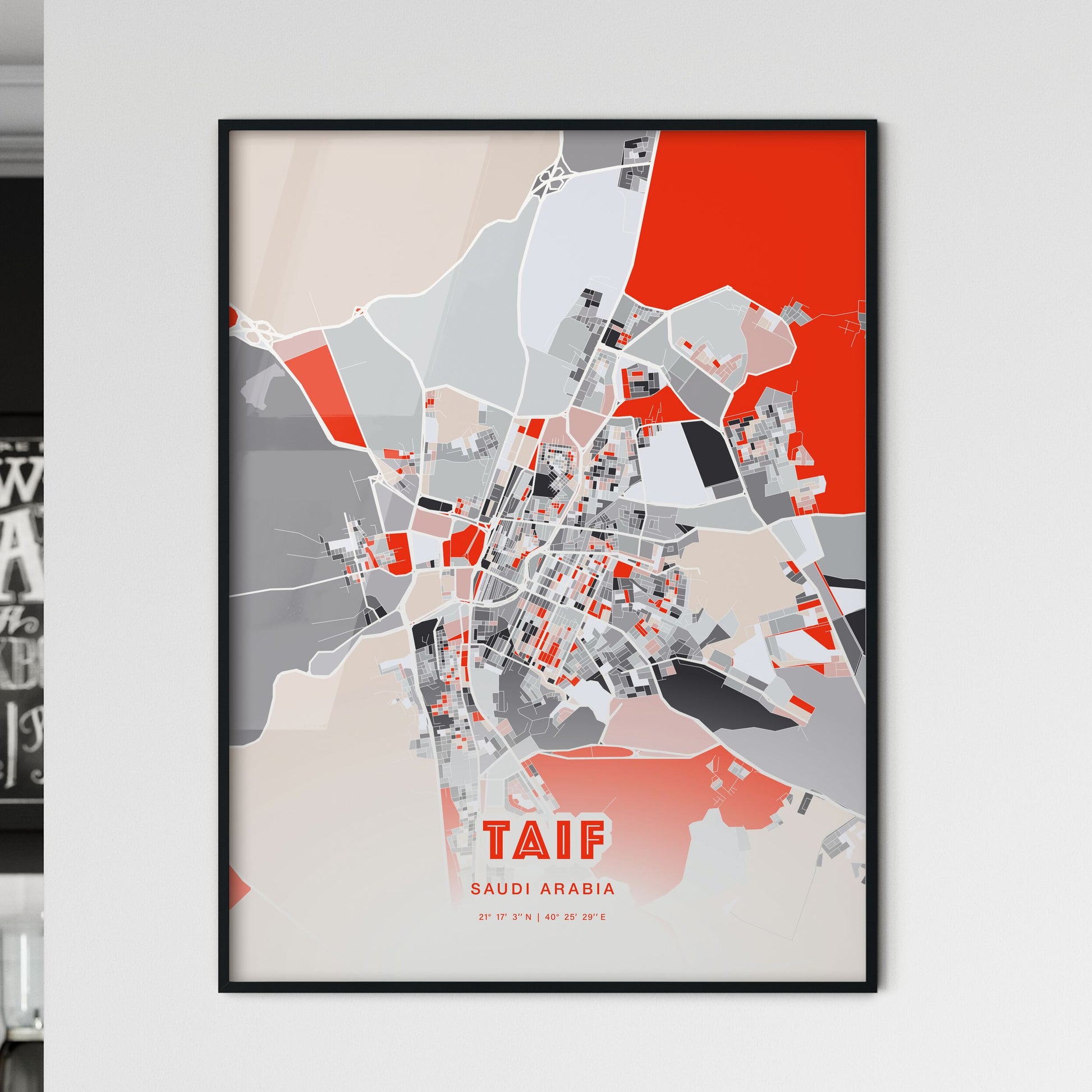 Colorful TAIF SAUDI ARABIA Fine Art Map Modern