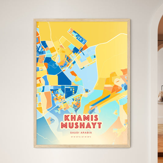 Colorful KHAMIS MUSHAYT SAUDI ARABIA Fine Art Map Blue Orange