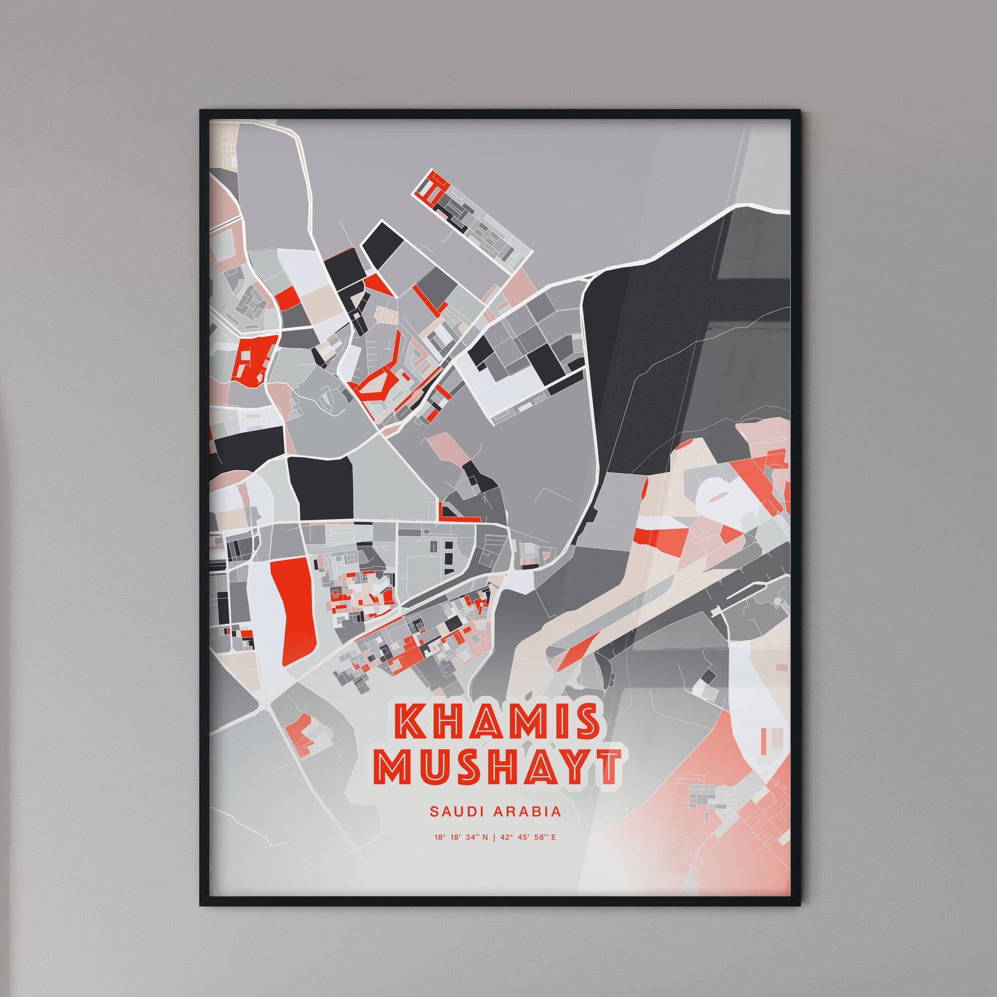 Colorful KHAMIS MUSHAYT SAUDI ARABIA Fine Art Map Modern