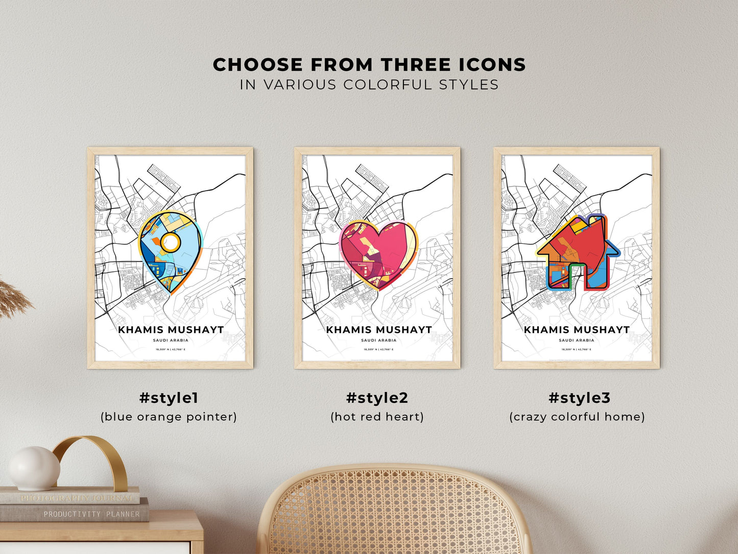 Khamis Mushayt Saudi Arabia maps with colorful icons