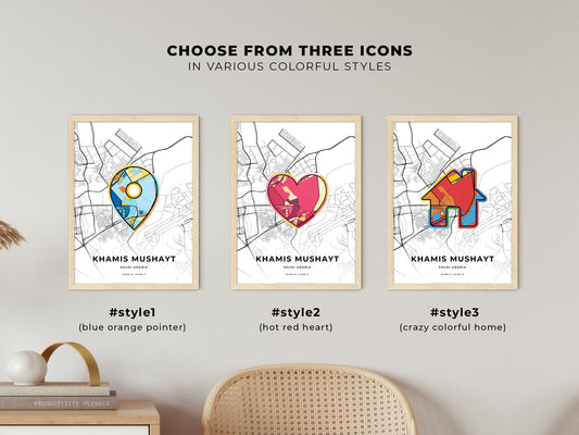 Khamis Mushayt Saudi Arabia maps with colorful icons
