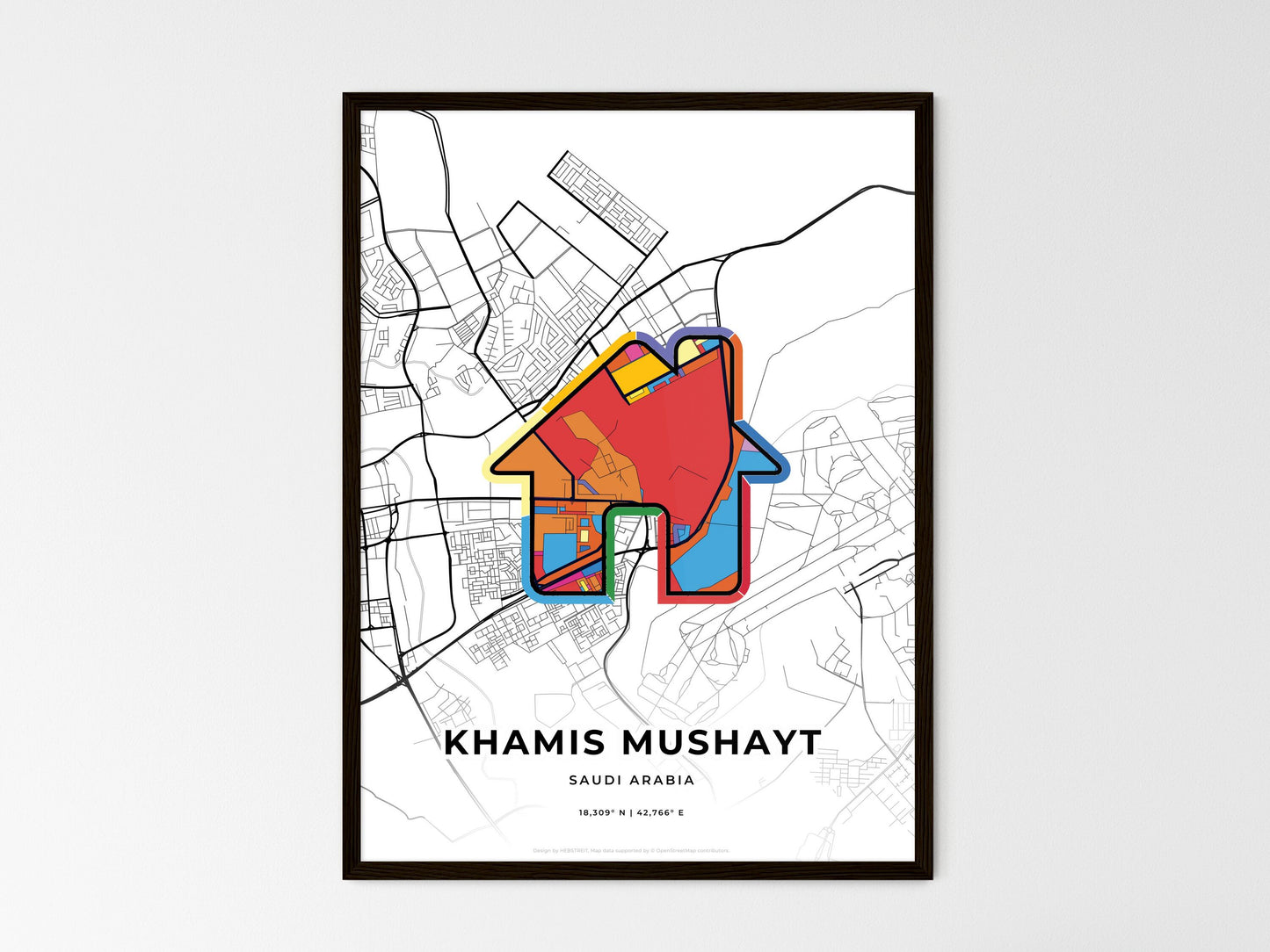 Khamis Mushayt Saudi Arabia wedding art map with home icon