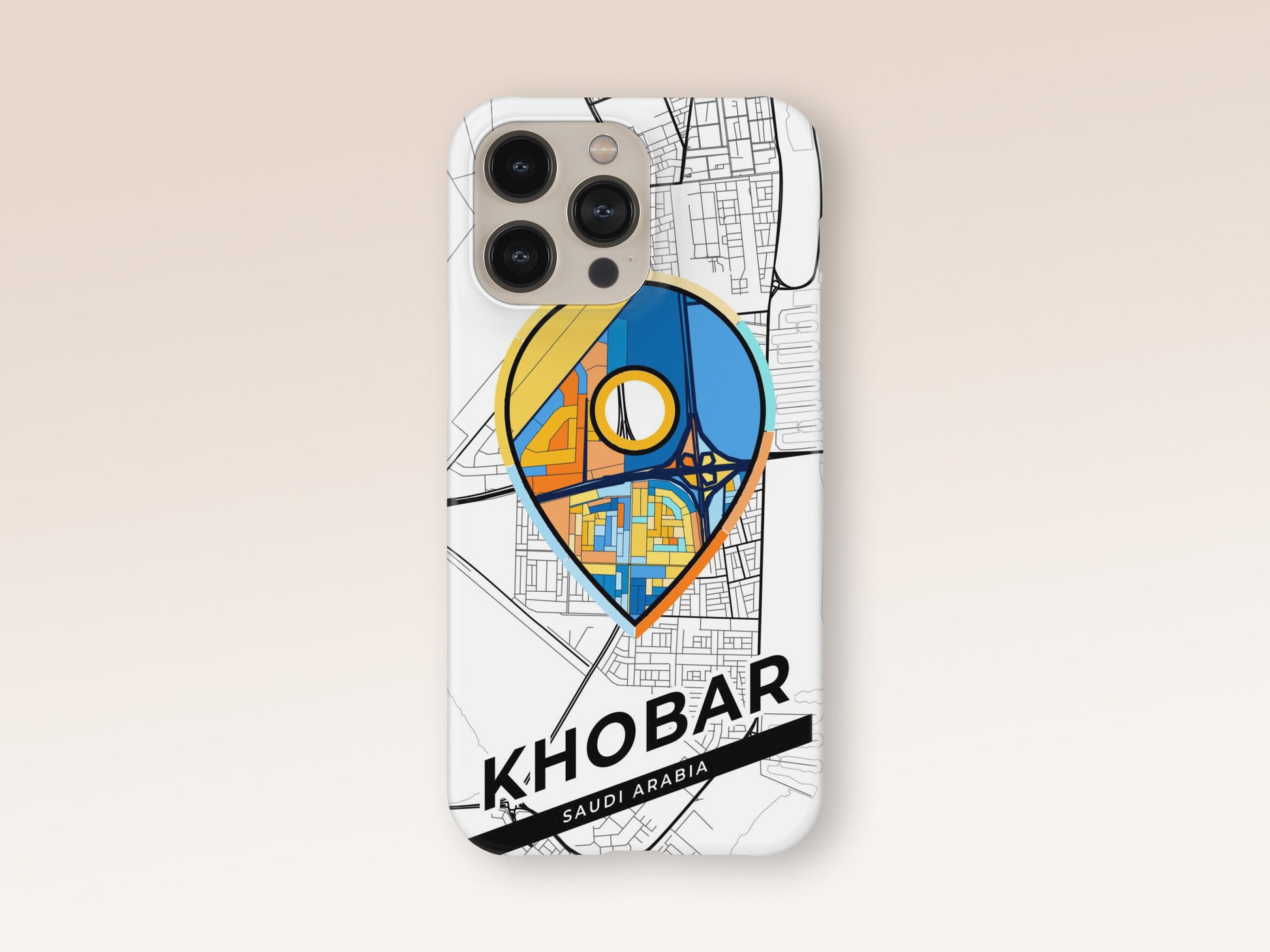Khobar Saudi Arabia slim phone case with colorful icon. Birthday, wedding or housewarming gift. Couple match cases. 1