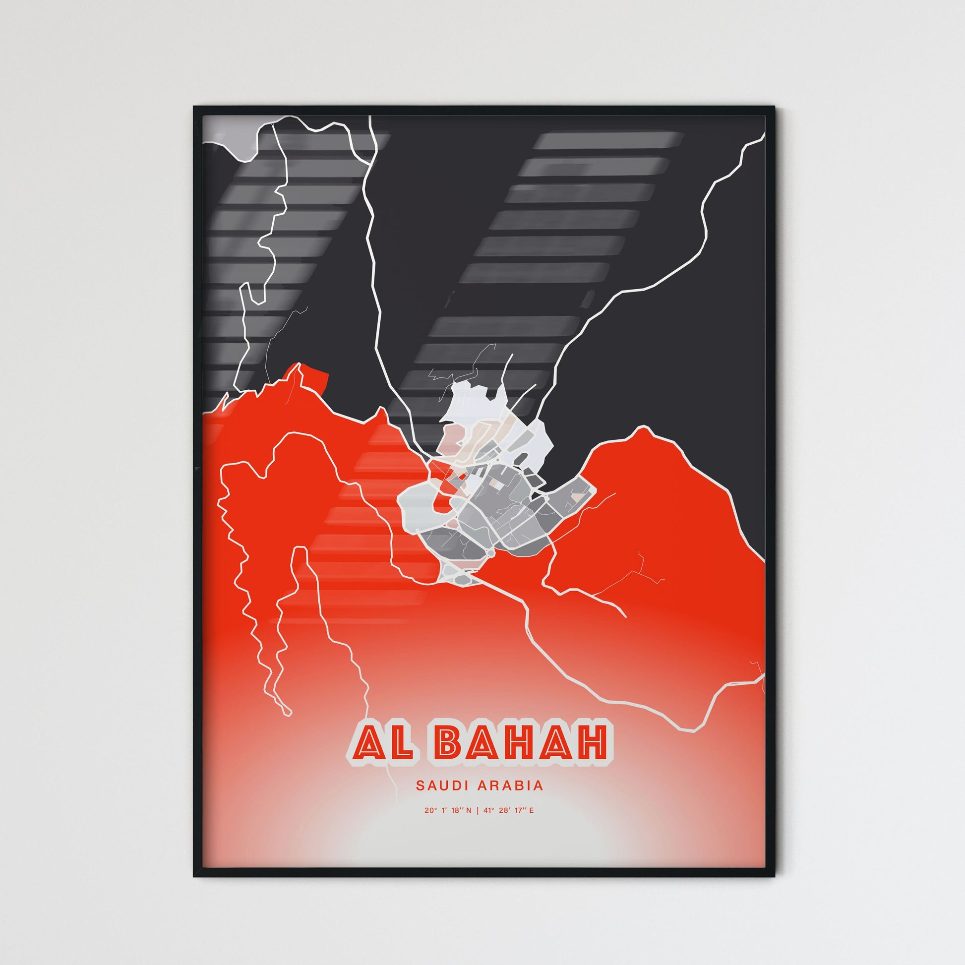 Colorful AL BAHAH SAUDI ARABIA Fine Art Map Modern