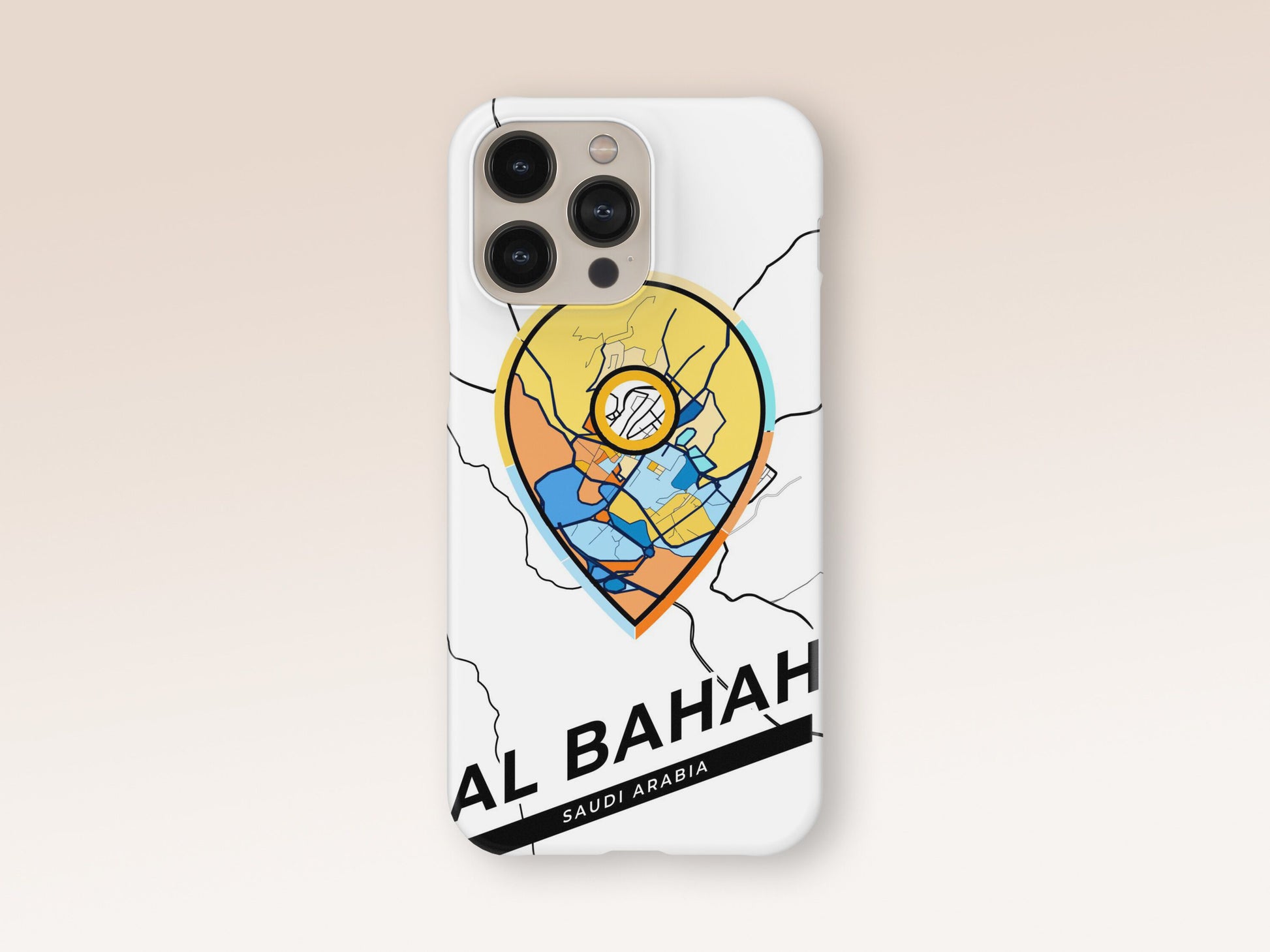 Al Bahah Saudi Arabia slim phone case with colorful icon. Birthday, wedding or housewarming gift. Couple match cases. 1