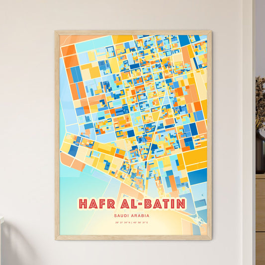 Colorful HAFR AL-BATIN SAUDI ARABIA Fine Art Map Blue Orange