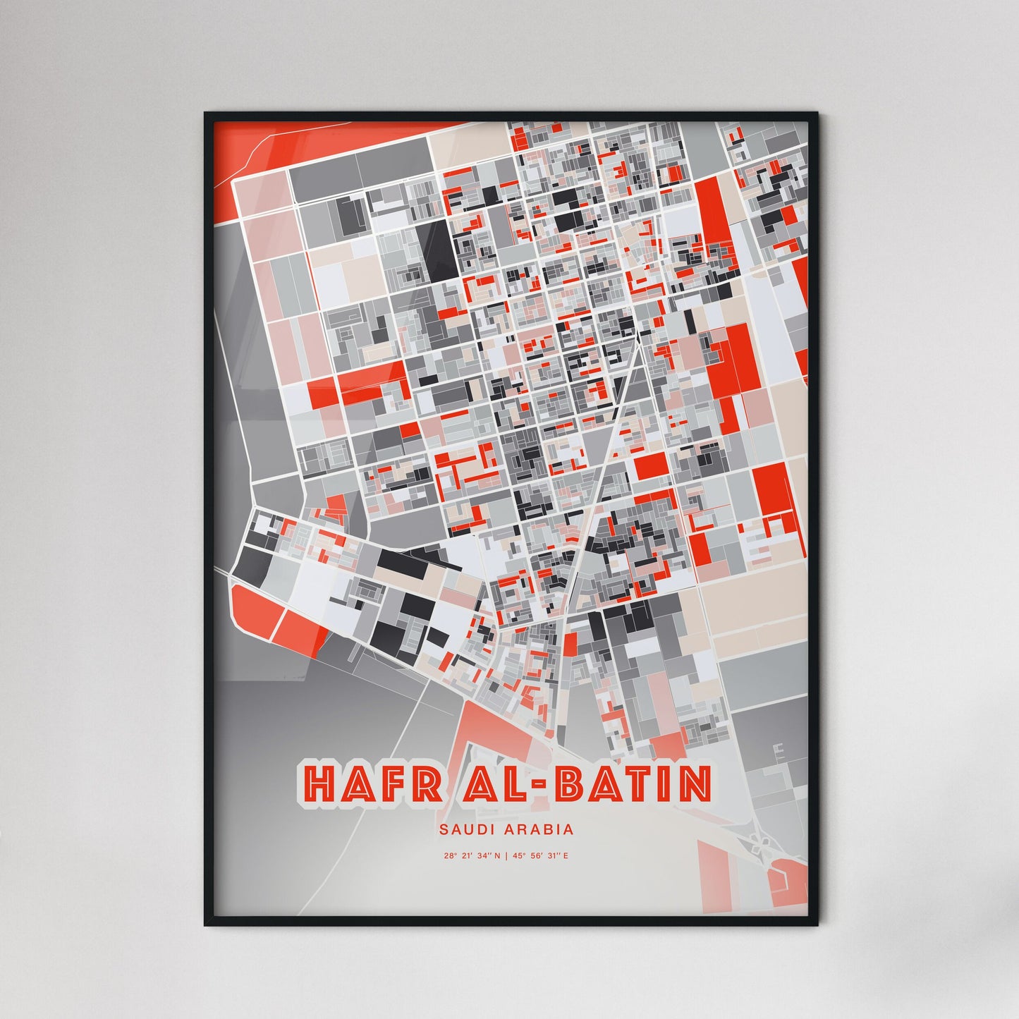 Colorful HAFR AL-BATIN SAUDI ARABIA Fine Art Map Modern