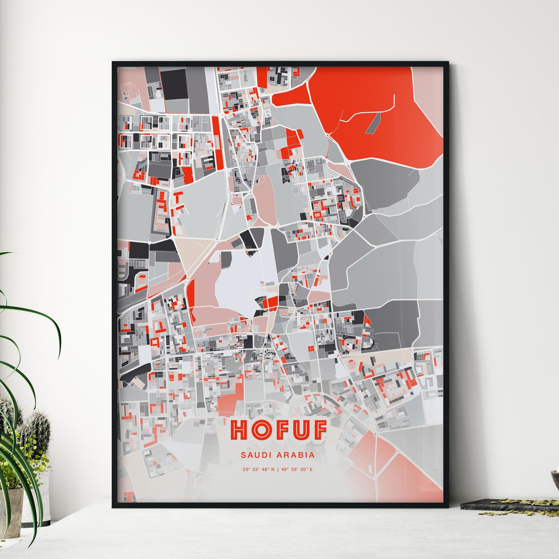 Colorful HOFUF SAUDI ARABIA Fine Art Map Modern