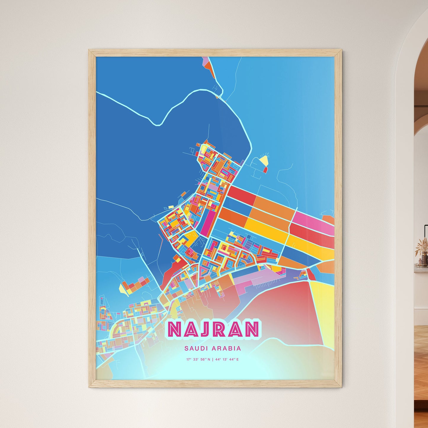 Colorful NAJRAN SAUDI ARABIA Fine Art Map Crazy Colors