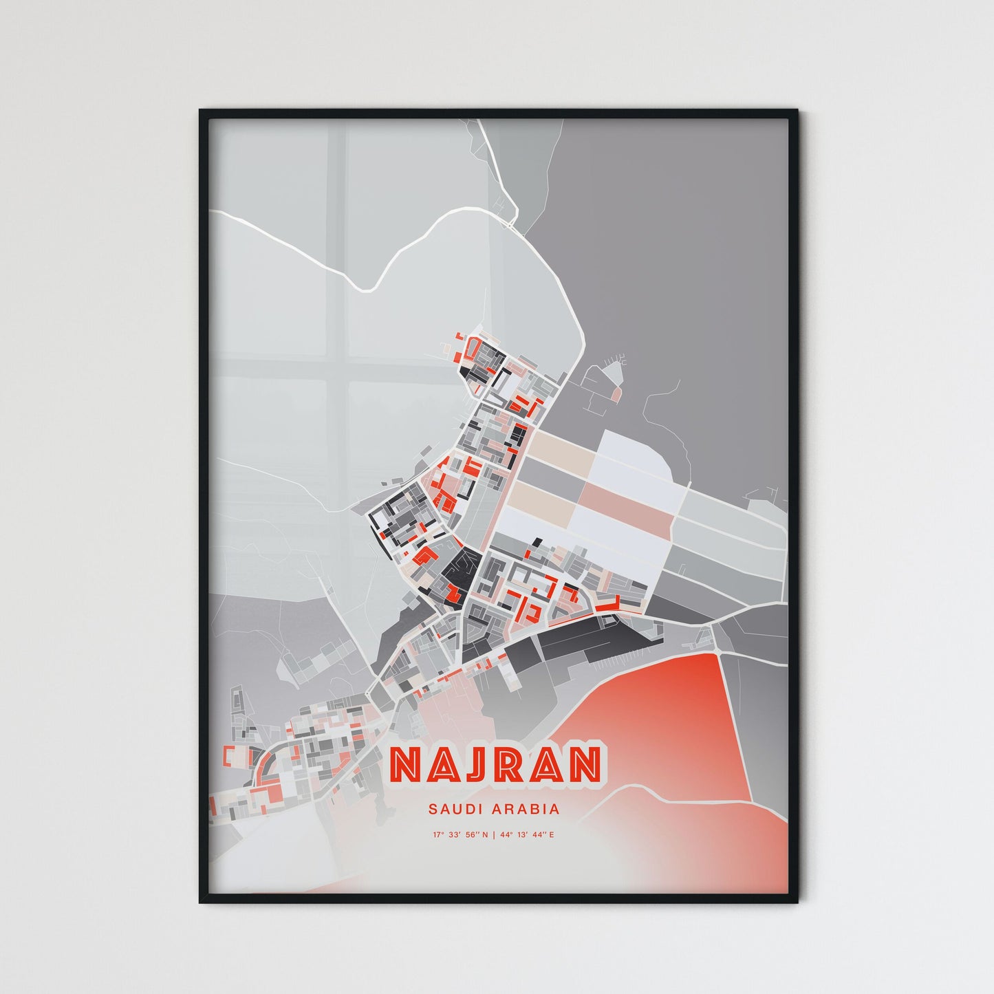 Colorful NAJRAN SAUDI ARABIA Fine Art Map Modern