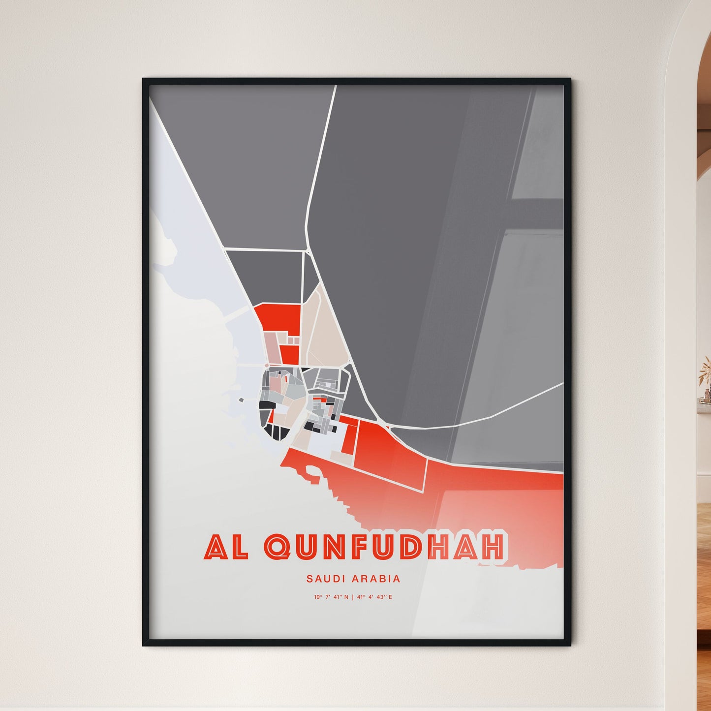 Colorful AL QUNFUDHAH SAUDI ARABIA Fine Art Map Modern