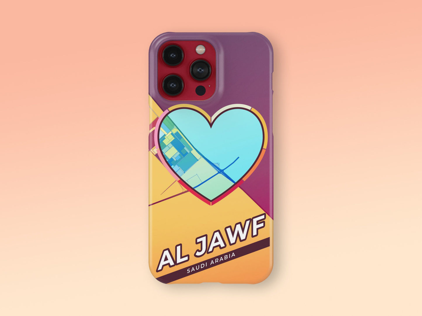 Al Jawf Saudi Arabia slim phone case with colorful icon. Birthday, wedding or housewarming gift. Couple match cases. 2