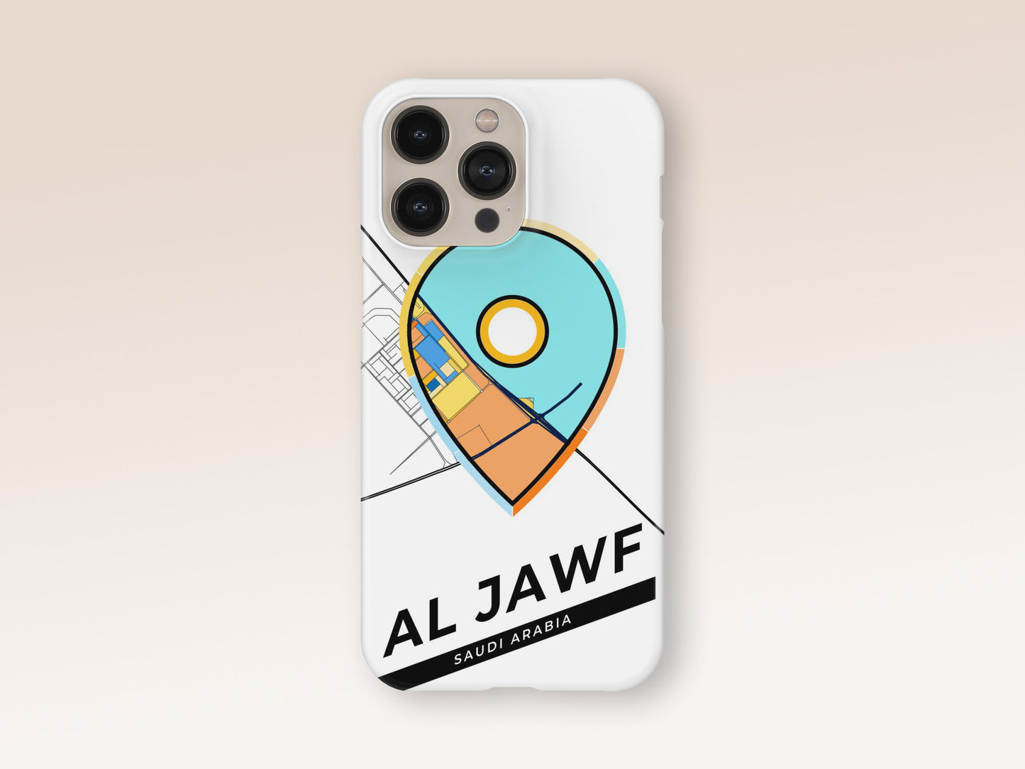 Al Jawf Saudi Arabia slim phone case with colorful icon. Birthday, wedding or housewarming gift. Couple match cases. 1