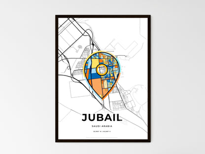 JUBAIL SAUDI ARABIA minimal art map with a colorful icon. Where it all began, Couple map gift. Style 1