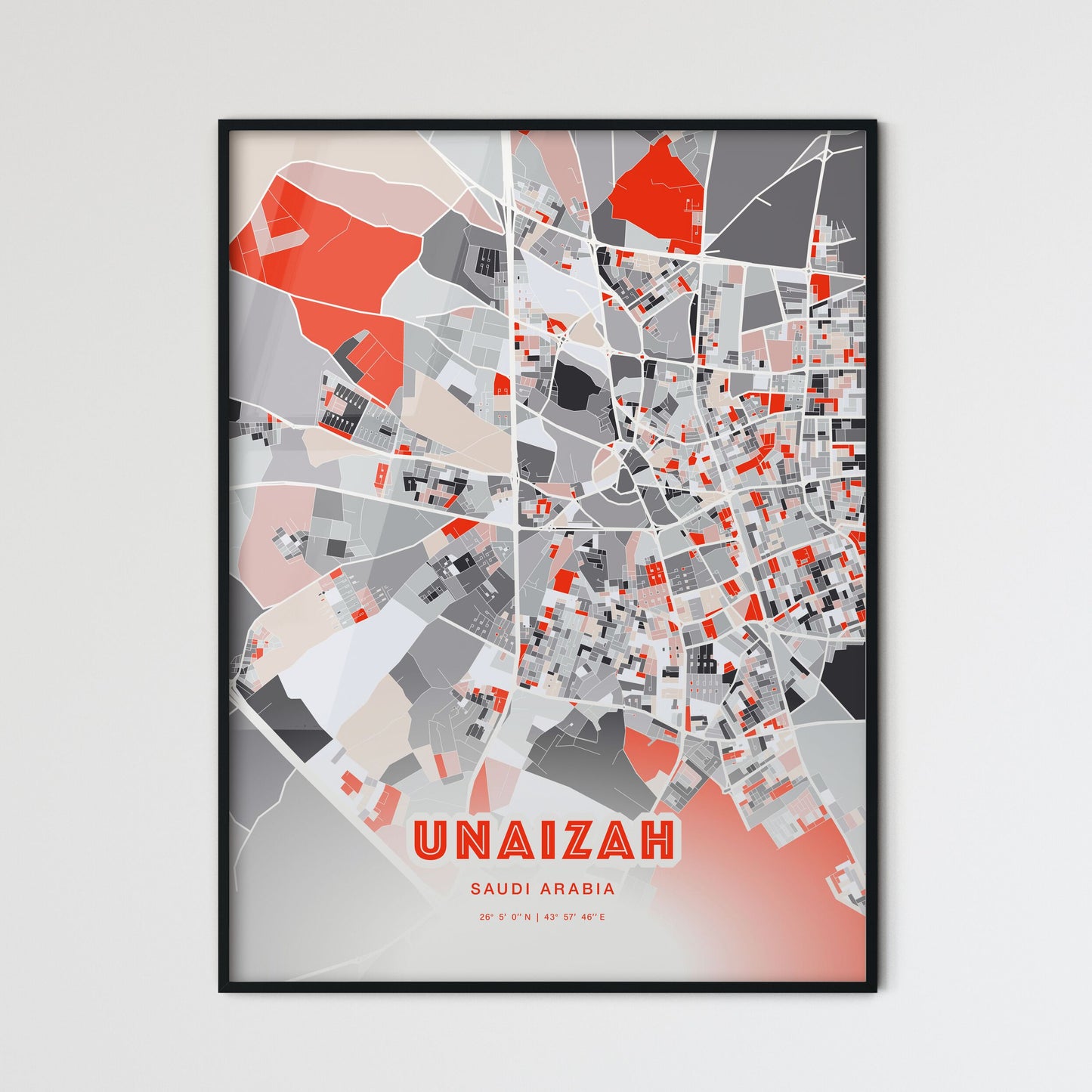 Colorful UNAIZAH SAUDI ARABIA Fine Art Map Modern