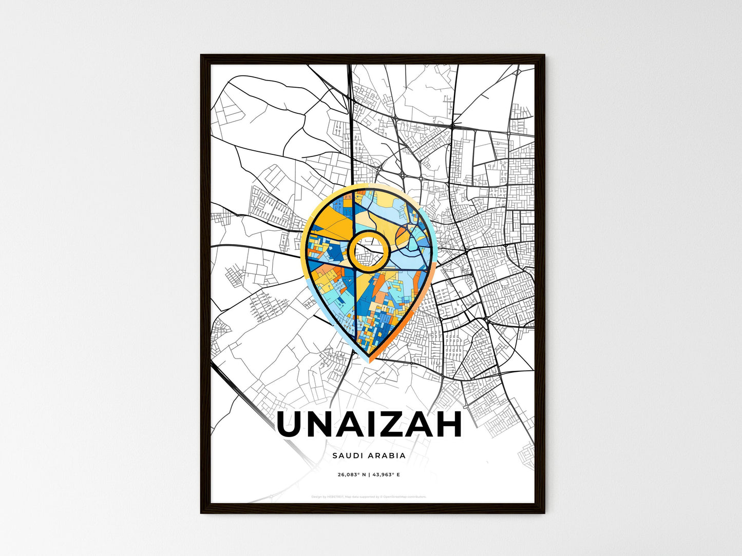 Unaizah Saudi Arabia wedding art map with pointer icon