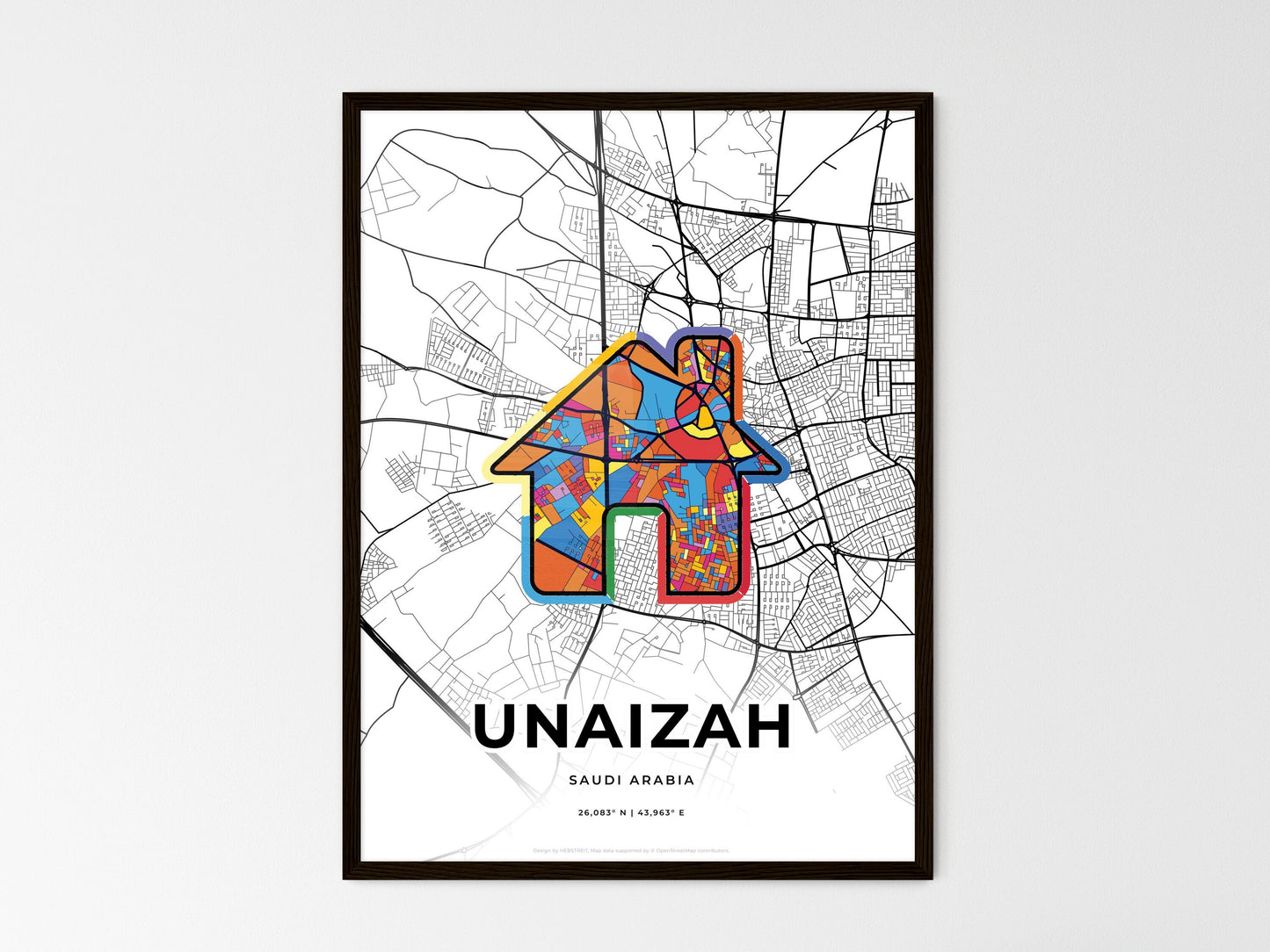 Unaizah Saudi Arabia wedding art map with home icon