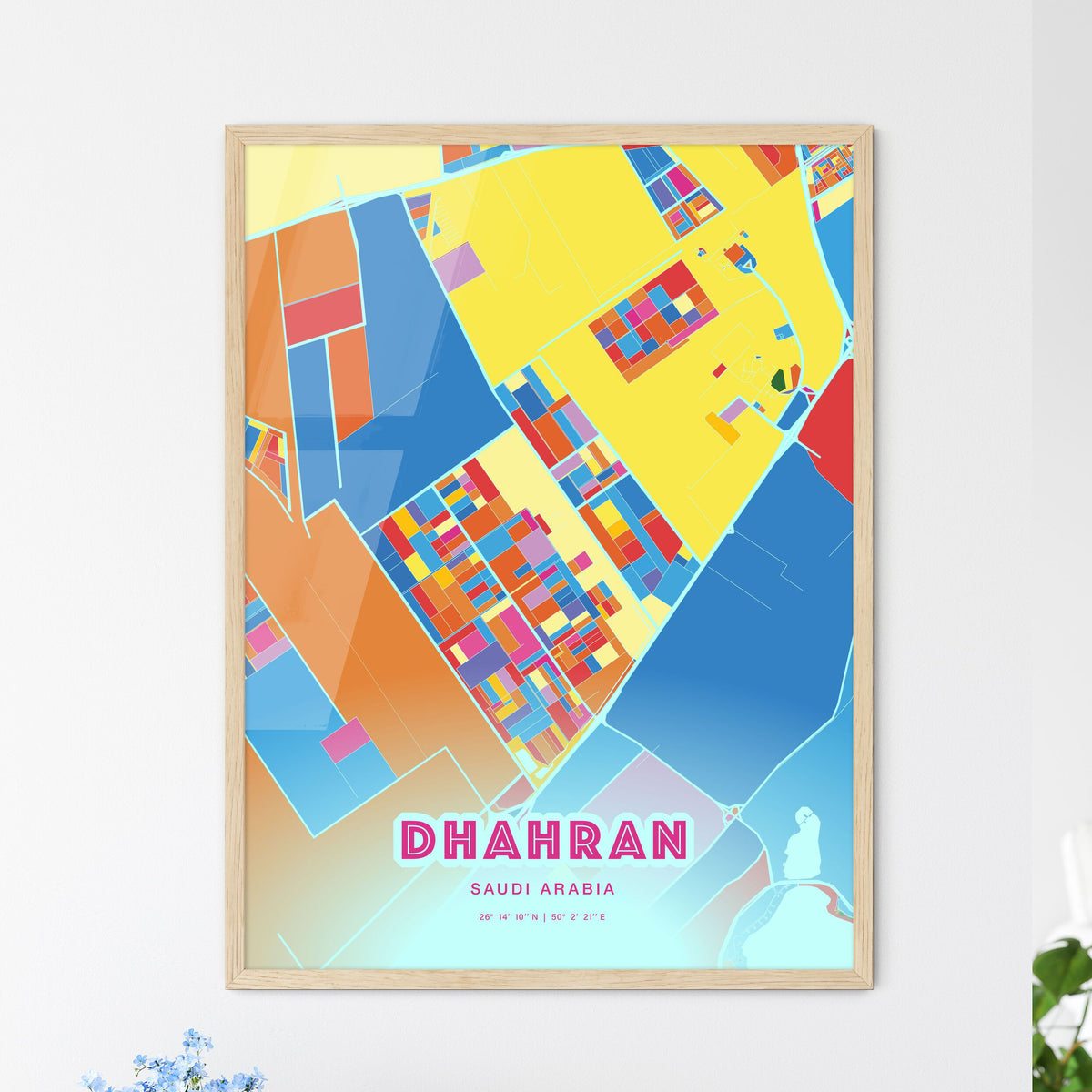 Colorful DHAHRAN SAUDI ARABIA Fine Art Map Crazy Colors