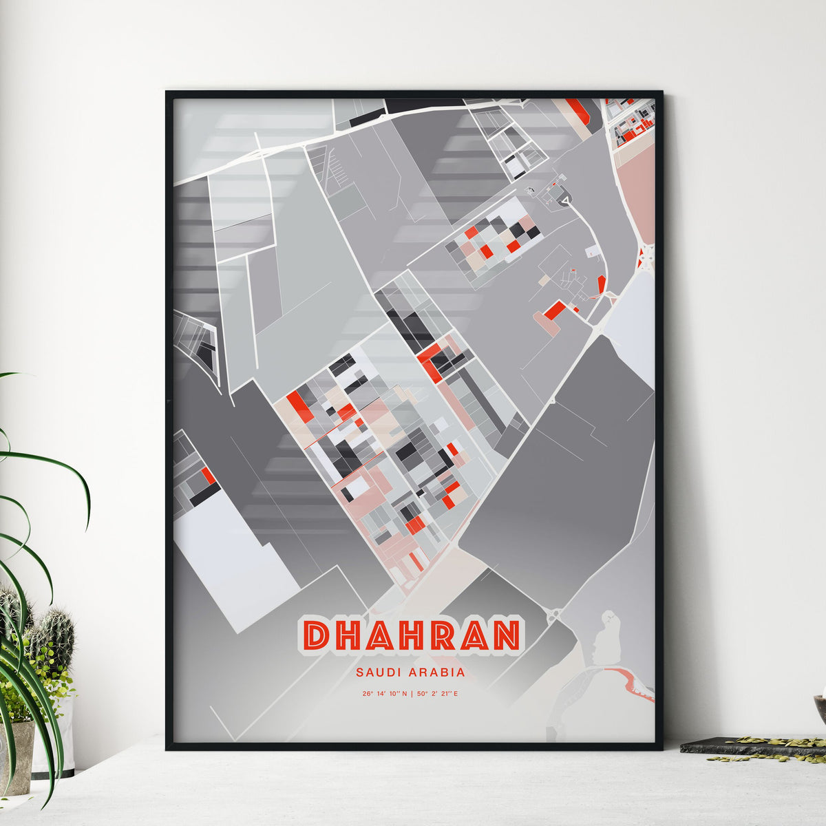 Colorful DHAHRAN SAUDI ARABIA Fine Art Map Modern