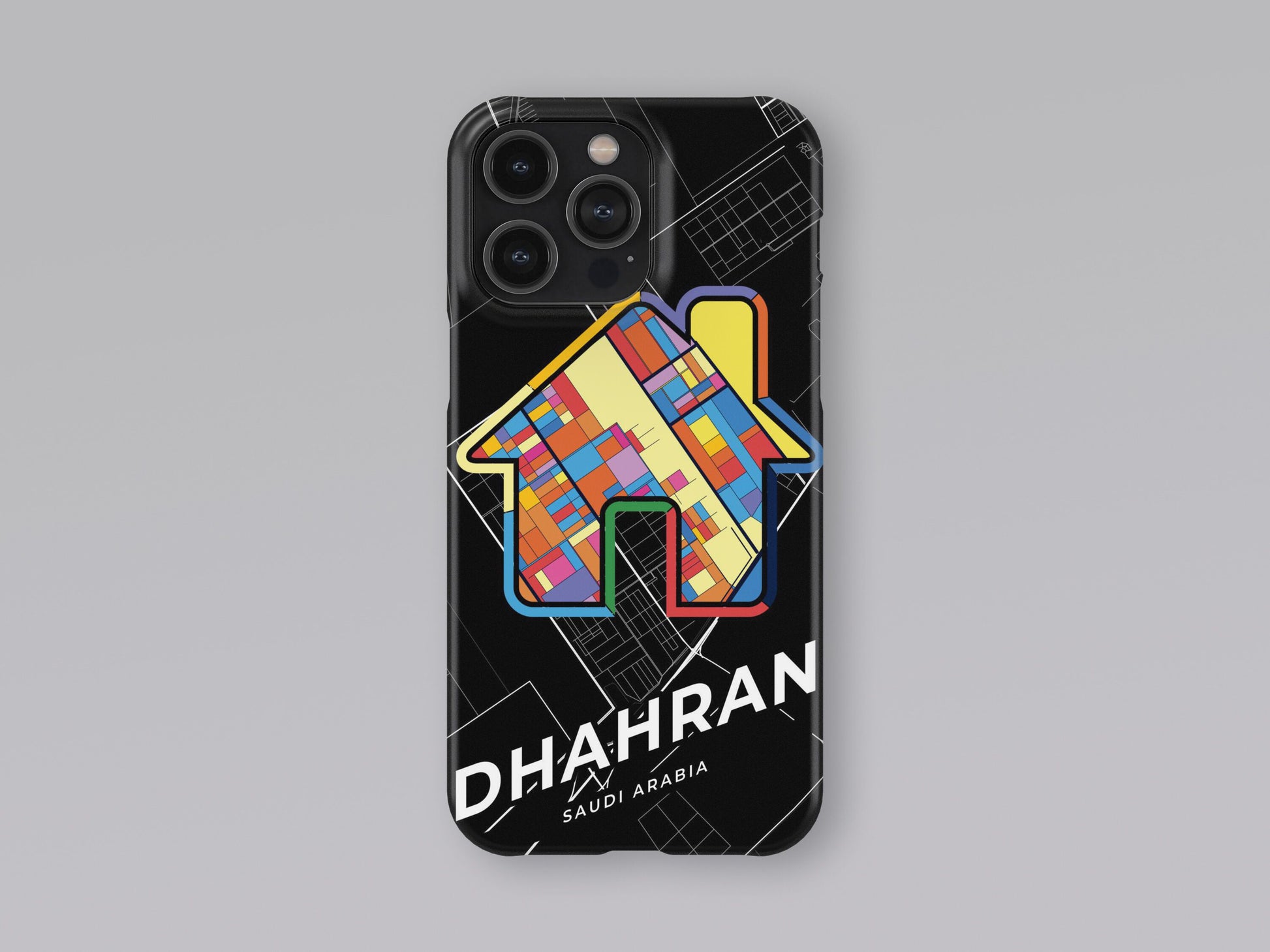 Dhahran Saudi Arabia slim phone case with colorful icon. Birthday, wedding or housewarming gift. Couple match cases. 3