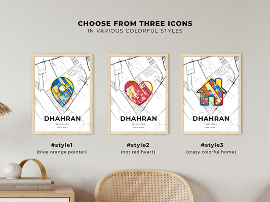 Dhahran Saudi Arabia maps with colorful icons