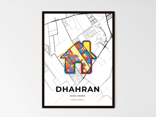 Dhahran Saudi Arabia wedding art map with home icon