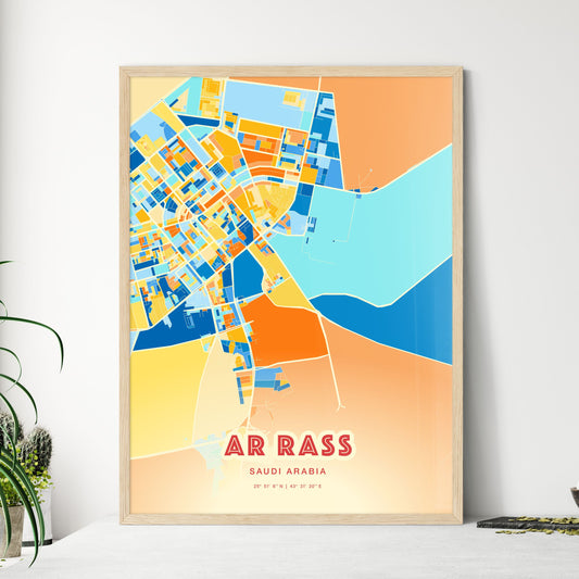 Colorful AR RASS SAUDI ARABIA Fine Art Map Blue Orange